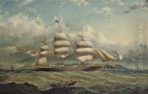 The Outward-bound Emigrant Ship "william Davie" On Her Maiden Voyage In The Clyde Off Elbow Lighthouse by George Alexander Napier