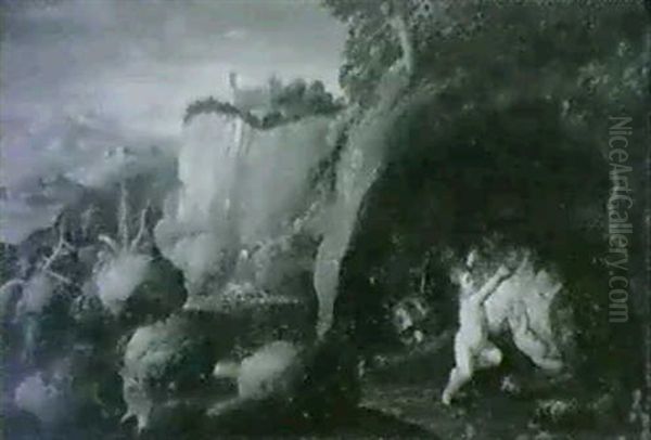 Paysages De Ruines Avec Romulus Et Remus Allaites Par La Louve - view 1