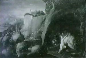 Paysages De Ruines Avec Romulus Et Remus Allaites Par La Louve by Filippo Napoletano