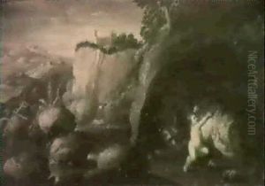 Paysage De Ruines Avec Romulus Et Remus Allaites Par La Louve by Filippo Napoletano