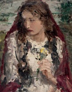 Bildnis Eines Madchens Mit Blumen In Der Hand Bildnis Eines Madchens Mit Blumen In Der Hand