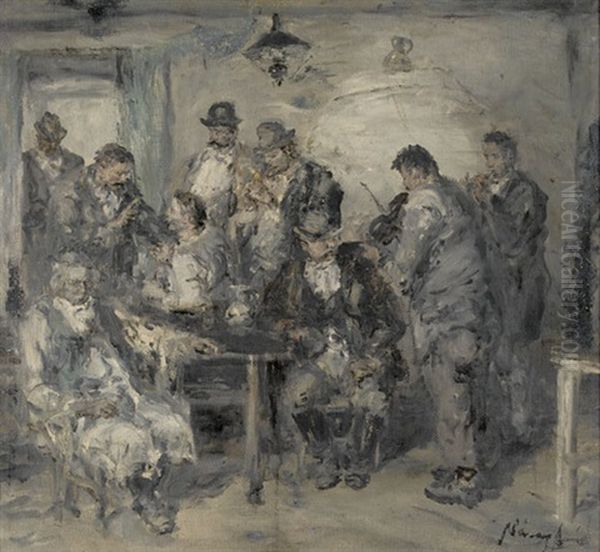 Gesellschaft Mit Musikanten In Einem Wirtshaus - view 1