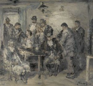 Gesellschaft Mit Musikanten In Einem Wirtshaus by Aurel Naray