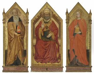 A Triptych: The Central Panel: Saint Peter Enthroned; The Left Wing: Saint Anthony Abbot; The Right Wing: Saint Mary Magdalene by Mariotto Di Nardo
