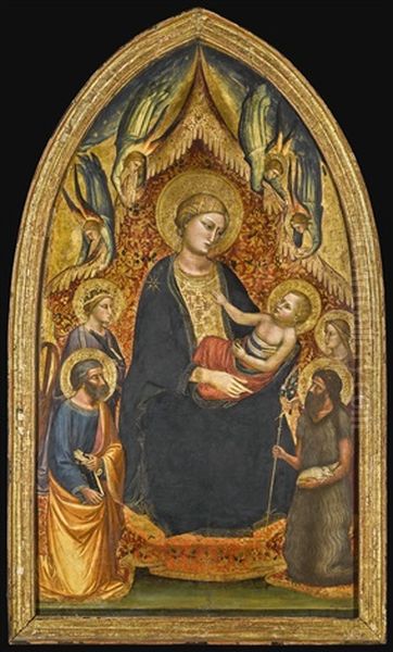 The Madonna And Child Enthroned, With Saint Peter, Saint John The Baptist, Saint Catherine Of Alexandria And One Other Female Saint And Angels - view 1