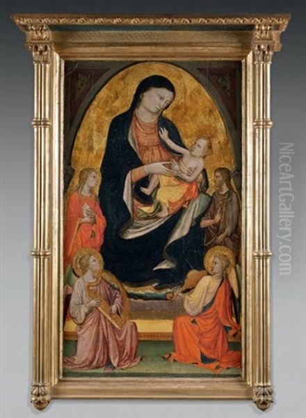 La Vierge A L'enfant Entre Sainte Madeleine, Saint Jean Baptiste Et Deux Anges Musiciens - view 1
