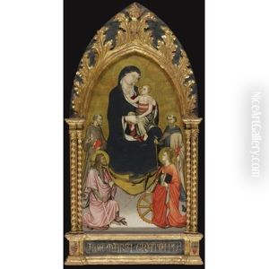 Madonna And Child With Saints John The Baptist, Francis Of Assisi, Anthony Abbot And Catherine Of Alexandria by Mariotto Di Nardo