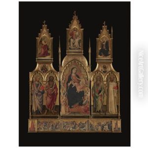 Madonna Col Bambino In Trono E Angeli, San Giacomo Maggiore, San Giovanni Battista, Sant'andrea E San Bernardo (+ 3 Others; Polyptych) by Mariotto Di Nardo