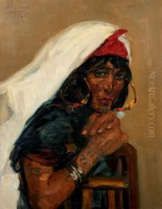 Femme Tunisienne Appuyee Sur Une Chaise by Leonardus Nardus