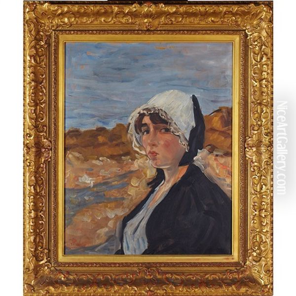 Girl In A Bonnet By The Sea - view 1