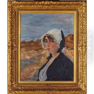 Girl In A Bonnet By The Sea by Leonardus Nardus