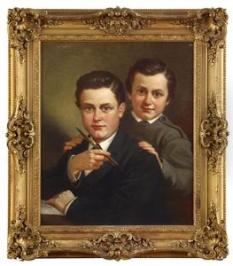 Portrait Of Two Young Boys by Ernest Narjot