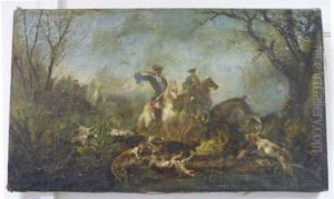 Scene De Chasse A Courre by Ernest Narjot