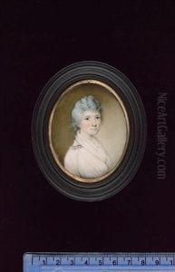 A Lady, Wearing White Dress, The Collar Trimmed With Blue, White Fichu, Her Hair Curled And Powdered by Edward Nash