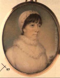 Portrait Of Lady In White Dress With Frilled Collar by Edward Nash