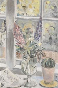 Lupins And Cactus by Paul Nash