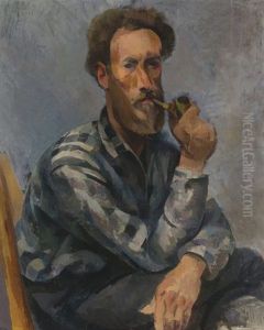 Self Portrait With Pipe by Willard Nash