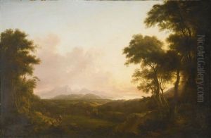 View Of Crosbie Castle In Ayrshire, With The Isle Of Arran Beyond