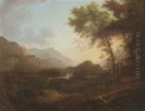 Scottish Landscape With Trees Besides A Bridge by Alexander Nasmyth