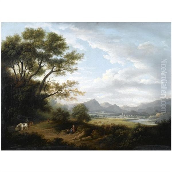 Landscape With Perth Bridge In The Distance (+ Perthshire Landscape; Pair) - view 1