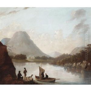 Setting Sail With A White House In The Distance (+ Sailing On Calm Waters; 2 Works) by Alexander Nasmyth