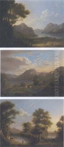An Extensive Highland Landscape With Figures On A Path In The Foreground