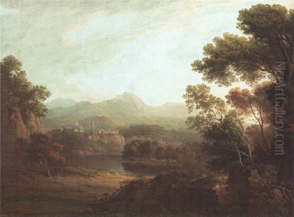 Wooded River Landscape With Castle - view 1