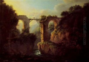 Paysage A L'aqueduc Brise Et A La Riviere