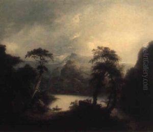 Mountainous Landscape With A Figure In A Boat Mountainous Landscape With A Figure In A Boat
