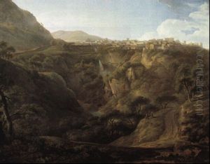 Capriccio With The Waterfalls At Tivoli, Hadrian's Wall. . . by Alexander Nasmyth