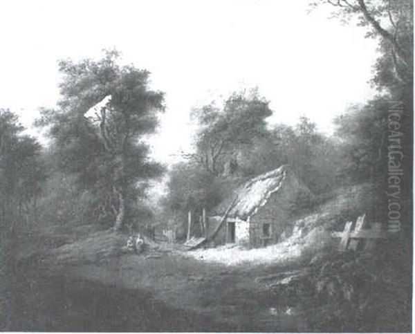 Landscape With Figures Near A Thatched Cottage - view 1