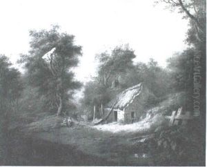 Landscape With Figures Near A Thatched Cottage Landscape With Figures Near A Thatched Cottage