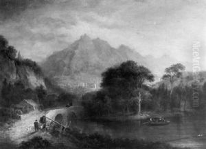 Wooded Landscape With Figures In A Boat Wooded Landscape With Figures In A Boat