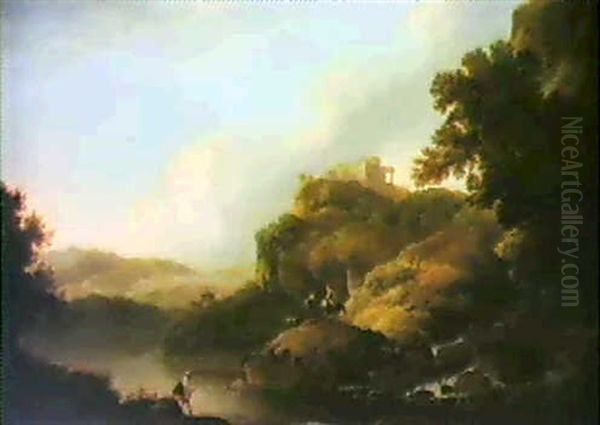 Italianate Mountainous Landscape With Figures In The Foreground - view 1
