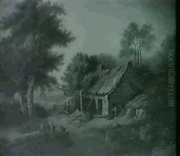 Figures By A Cottage - view 1