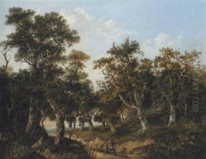 Wooded Landscape With Travellers On A Path by Charlotte Nasmyth