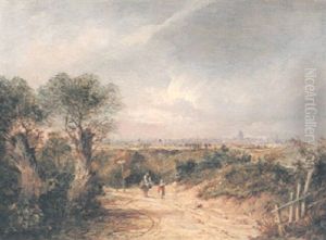 View Of London From Hampstead With A Distant View Of St.pauls by Charlotte Nasmyth