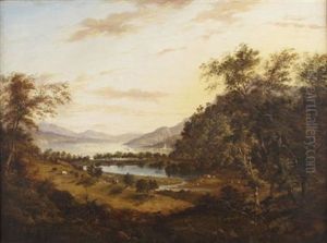 A Panoramic Highland Landscape With Distant Lochside Town A Panoramic Highland Landscape With Distant Lochside Town