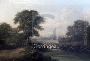 Anglers Beside A Weir by Patrick Nasmyth
