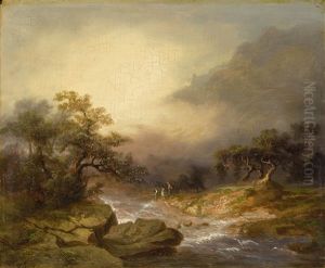 Wooded Landscape With A Running Stream by Patrick Nasmyth