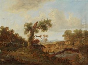 Wooded River Landscape With Walker by Patrick Nasmyth