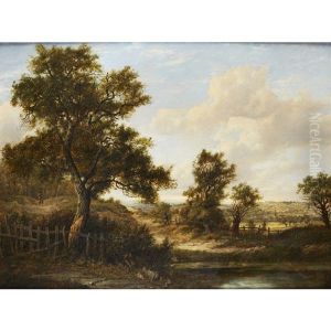 Figures In A Wooded River Landscape by Patrick Nasmyth