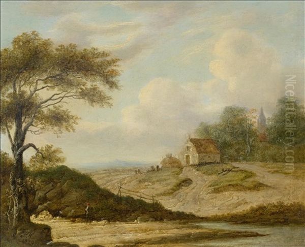An English Landscape With A Village And Church - view 1