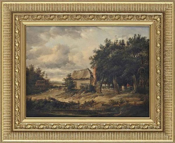 A Cottage By A Pond With Figures By A Gate - view 1