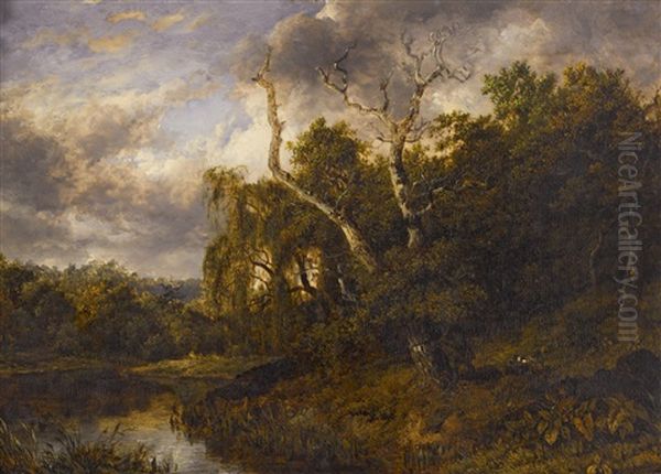 A River Landscape With A Hunter And His Dog - view 1