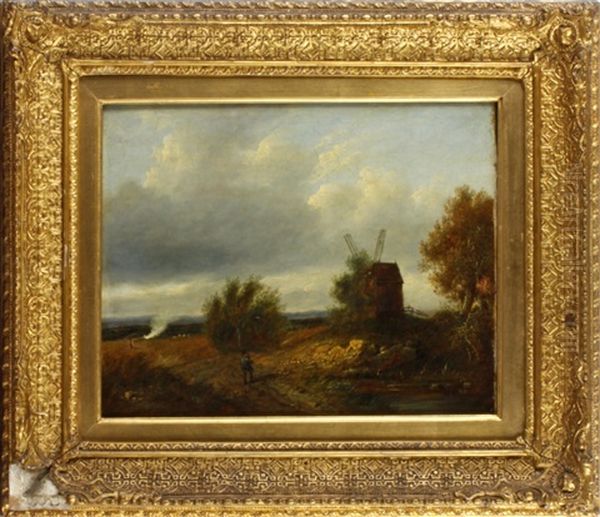 Figure On A Country Path, A Windmill Nearby - view 1