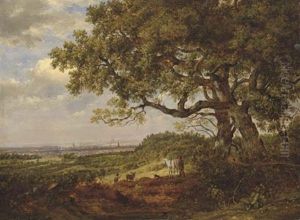 View Of Tonbridge From A Point Between Tonbridge And Tunbridge Wells, With Figures And A Horse In The Foreground View Of Tonbridge From A Point Between Tonbridge And Tunbridge Wells, With Figures And A Horse In The Foreground