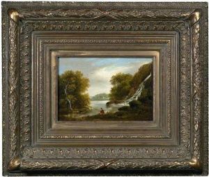 Sommerliche Flusslandschaft Mit Angler by Patrick Nasmyth