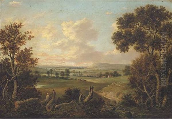 Figures Resting In An Extensive Landscape - view 1