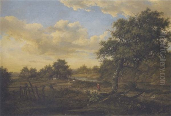 A Wooded River Landscape, With A Figure On A Path - view 1